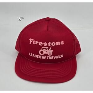 Vintage Retro USA Firestone Snapback Puffy Print Trucker Hat Leader in the Field